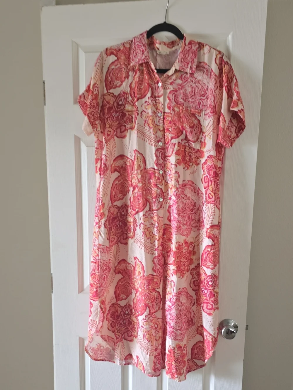 JODIFL Pink and Cream Floral Midi Dress